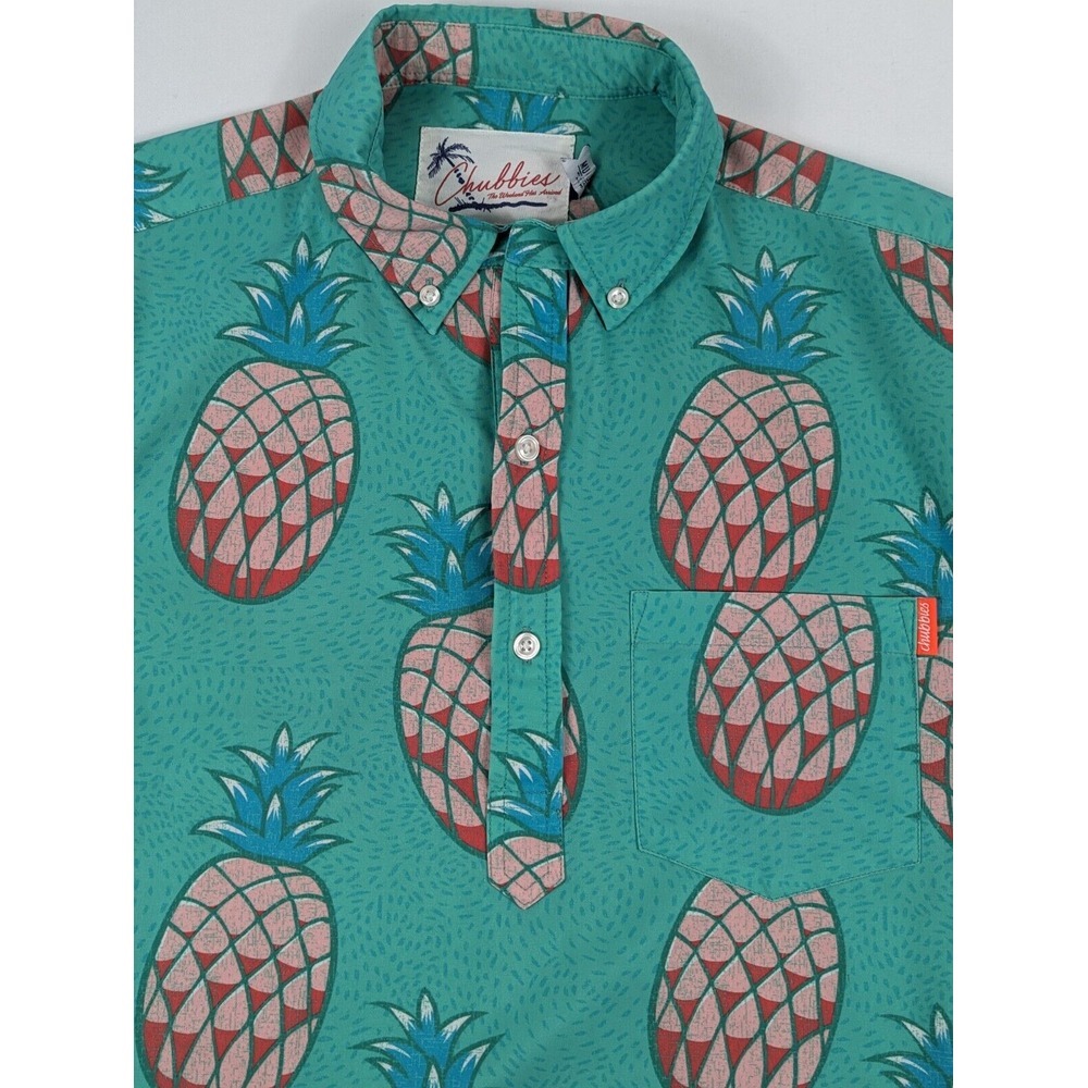 Chubbies Polo Shirt Golf 1/4 Button Mens Medium Pineapple Stretch Wicking - Picture 6 of 9